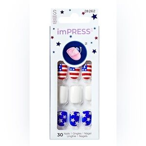 imPRESS Stars and Stripes Nail Set - Short Red, White, Blue “Friday Slay”